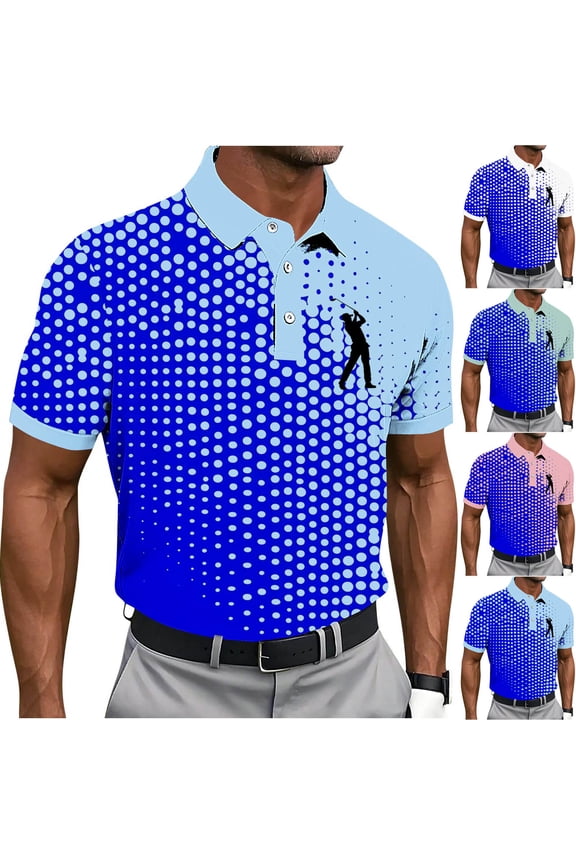 Mens Short Sleeve Shirts Polo Pullover Summer Work Casual Camisas de Hombre Print T-Shirts for Men Gift for Men