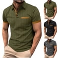 thumbnail image 1 of Vetsdori Mens Short Sleeve Shirts Polo Summer Pullover Pockets Casual Button up Summer Work Gift for Men T-Shirts for Men Plain, 1 of 8