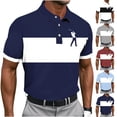 thumbnail image 1 of Vetsdori Mens Short Sleeve Shirts Polo Summer Pullover Work Button up Stripe Outfits T-Shirts for Men Gift for Husband, 1 of 6
