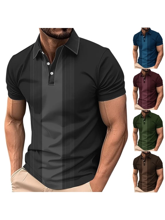Mens Short Sleeve Shirts Summer Pullover Polo Casual Button up Work Mesh Quick Dry Outfits T-Shirts for Men Gift for Men