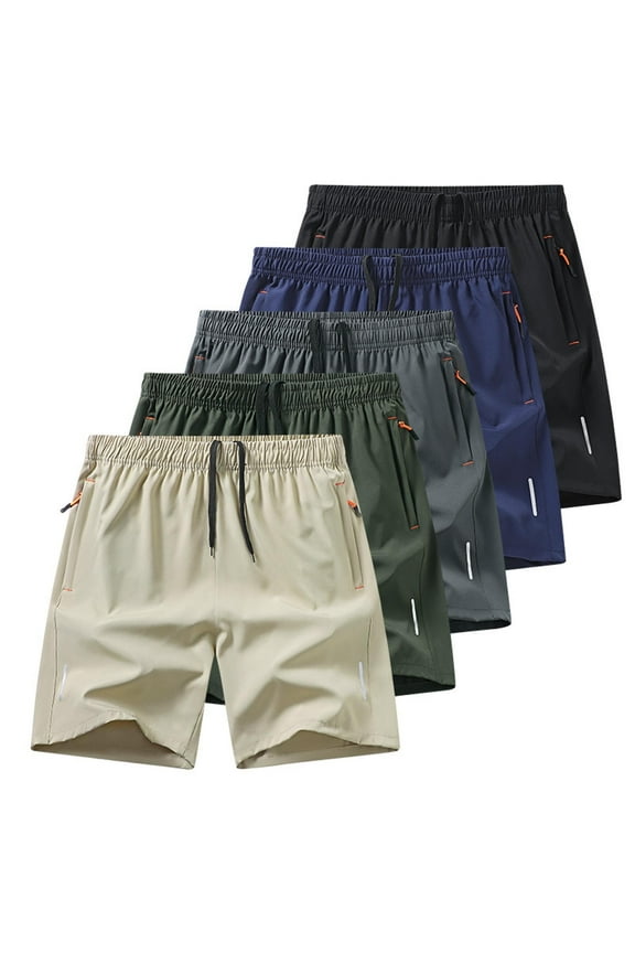 Mens Shorts Shorts Lightweight Athletic Pull-On Quick Dry Ice Slik Elastic Waist Pockets,Casual Beach Shorts for Men Summer