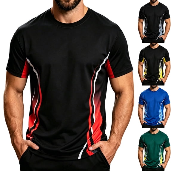 Vetsdori Mens Sport T-Shirts Fashion Quick-dry Pullover Short Sleeve Summer Casual Crew Neck Stylish Tops for Men Graphic