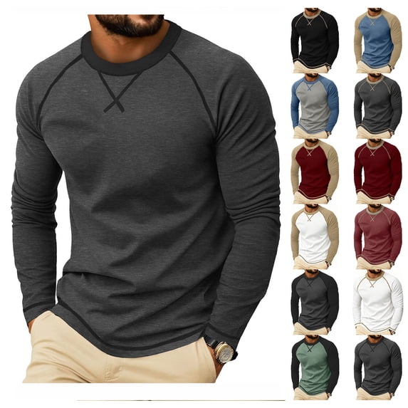 Vetsdori Mens Sports Long Sleeve Winter T-Shirts Shirts Basic Raglan ...