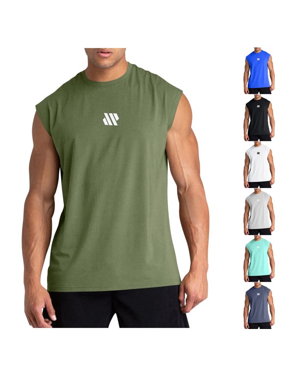Mens Summer Tank Tops Athletic T Shirts Muscle Sport,Slim Fit Plain Undershirts Sleeveless Tanks for Men Running,L