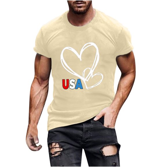 Vetsdori Mens Summer Tshirts Independence Day 4th of July Pullover Short Sleeve Red White and Blue Graphic Patriotic,Casual Crew Neck Tops for Men