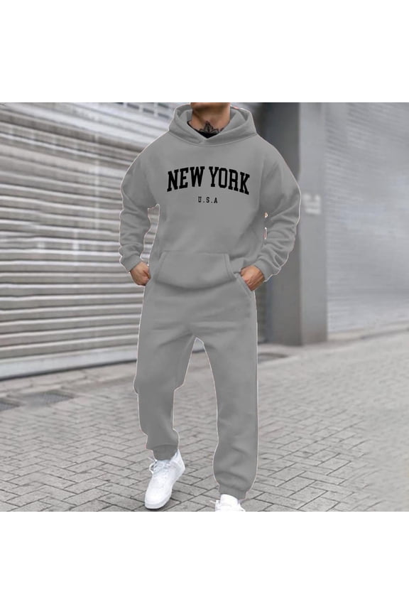 Mens Sweat Suit 2 Piece Set with Hoodie,Mens Track Suits 2 PCS Set Hoodies,Loungewear Casual Workout Outfits Sports Athletic Gym Pocket Lightweight,Hooded Sweatshirts and Joggings for Men