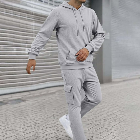 Vetsdori Mens Sweat Suit 2 Piece Set with Hoodie,Track Suit,Pocket Loungewear Casual Workout Outfits Drawstring Sports Athletic,Hooded Sweatshirts and Sweatpants for Men