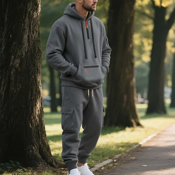 Vetsdori Mens Sweatsuits 2 Piece Set with Hoodie,Tracksuits Sets,Casual Workout Outfits Athletic Pocket 1/4 Zipper,Sweatshirts and Sweatpants for Men