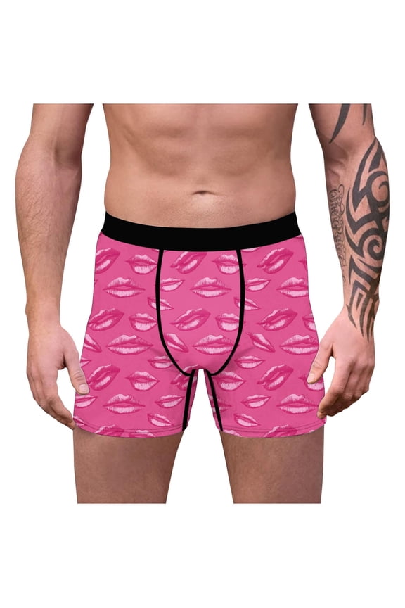Mens Valentine's Day Trunks Casual Boxer Briefs Cozy Soft Boxers Trendy Gift for He Elastic Waist Underwear for Men Heart Print