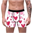 thumbnail image 1 of Vetsdori Mens Valentine's Day Underwear Heart Print Cozy Holiday Trunks Gift for Husband Trendy Elastic Waist Boxer Briefs for Men Boxers, 1 of 8
