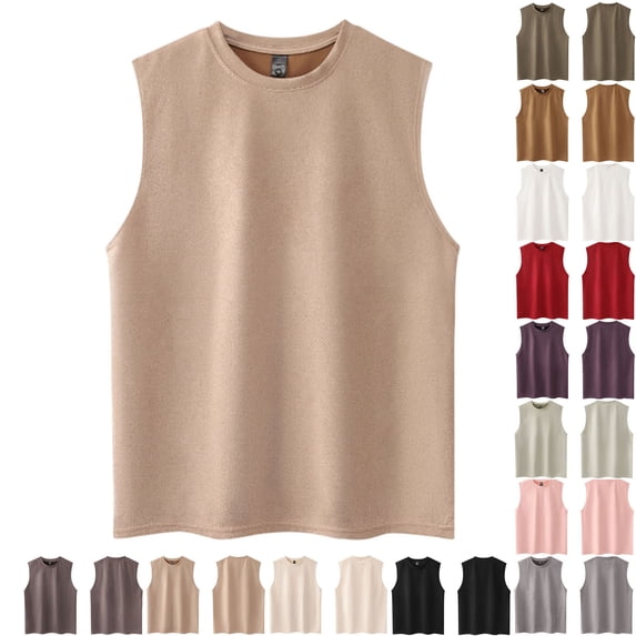 Vetsdori Mens Workout Tank Tops Summer T Shirts Sleeveless Casual,Muscle Crew Neck Slim Fit Plain Tanks for Men Undershirts,L