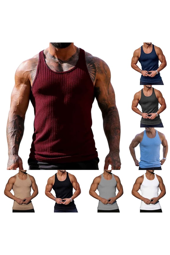 Mens Workout Tank Tops Summer T Shirts Sleeveless Plain,Crew Neck Muscle Slim Fit Undershirts Tanks for Men Outdoor,XL