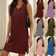 thumbnail image 1 of Vetsdori Mini Dresses for Women Sleeveless Shirt Dress Slip Dress Summer Casual Tank,Solid Color Lightweight Ladies Dress, 1 of 7