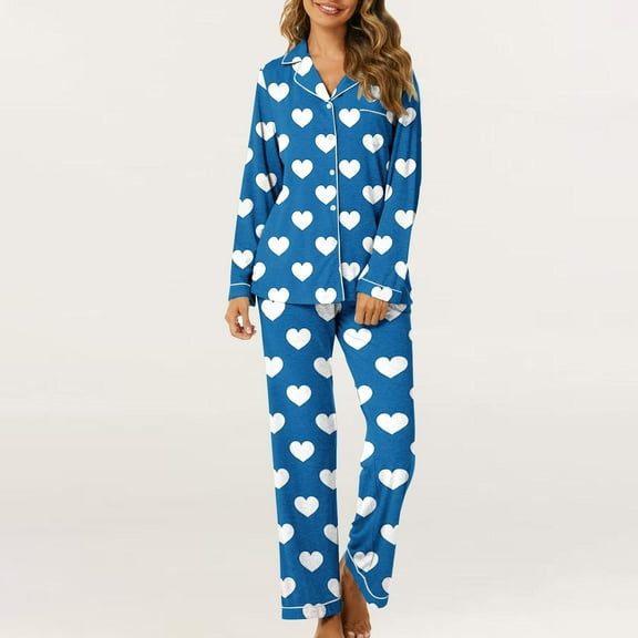 Vetsdori Nightwear Pajama Sets for Women Soft Valentines Sleepwear Plus Size Valentines Day , Long Sleeved Tops Pants Spring Womens Pajamas Gifts for Girlfriend