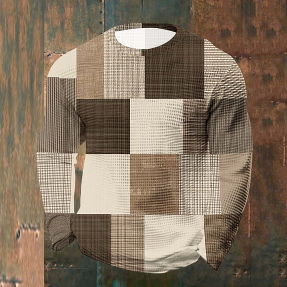 Vetsdori Outdoor Shirts for Men Big and Tall Winter Waffle Pullover Vintage Long Sleeve Casual Trendy Crew Neck Mens Tops