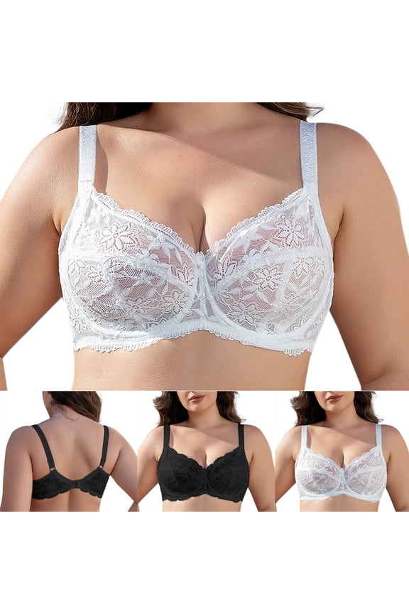 Plus Size Everyday Bras for Women Underwire Soft Large Bust Bras Ice Slik No Padding Push up Lightweight,Womens Bras