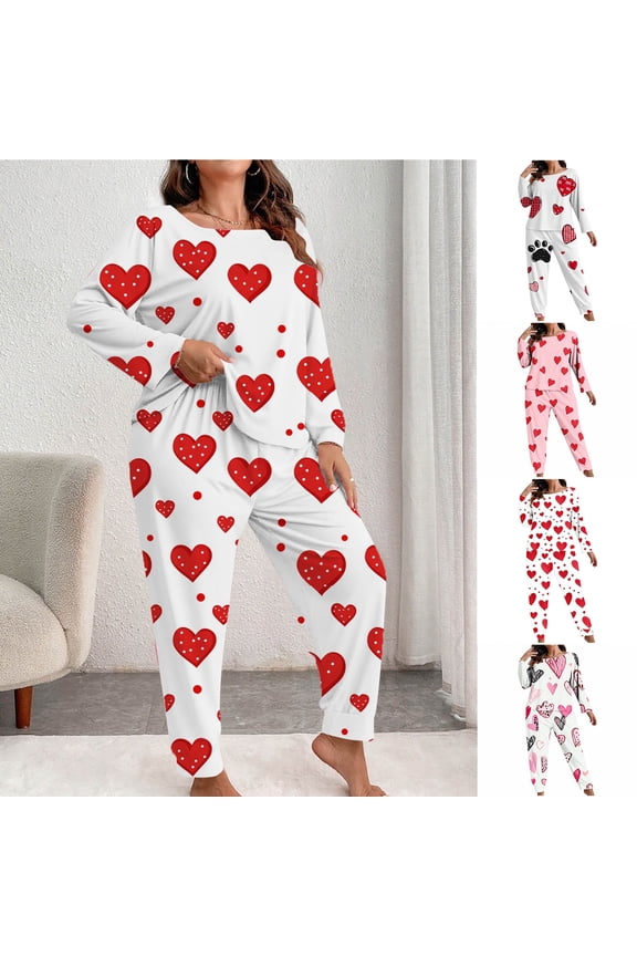 Plus Size Pajamas for Women Holiday Nightwear Sleepwear Oversized Sets,Long Sleeve Tops Womens Loungewear Long Pants