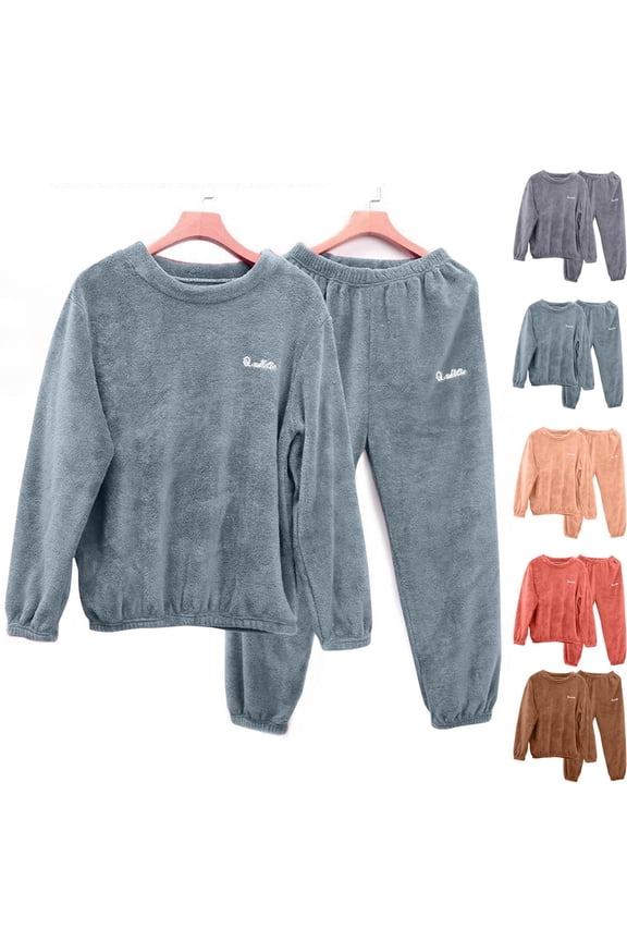Plus Size Pajamas for Women Soft Nightwear Thick Thermal Sleepwear Fleece Winter,Sets Womens Loungewear