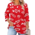 thumbnail image 1 of Vetsdori Plus Size Tops for Ladies 3/4 Sleeve Pullover Trendy Tunic Pleated,Crew Neck Summer Womans T-shirts Graphic, 1 of 5