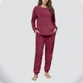 thumbnail image 1 of Vetsdori Pockets Pajamas Sets for Women Fleece Home Nightwear Loungewear 2 Pieces , Long Sleeved Tops and Pants Thick Thermal Warm Womens Pajamas Holiday, 1 of 6