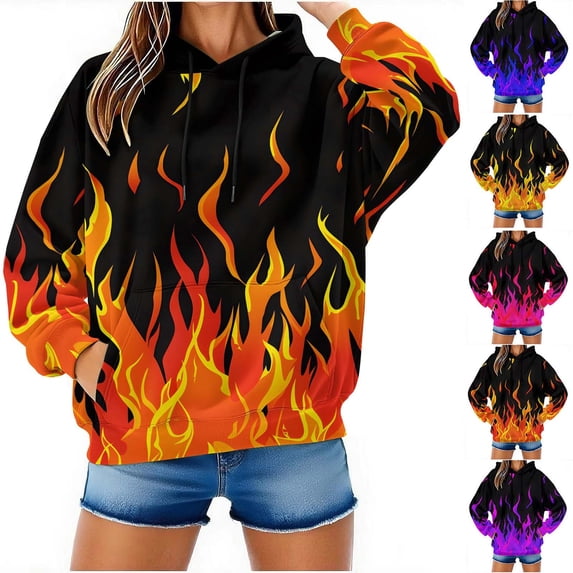 Vetsdori Pockets Sweatshirts for Women Long Sleeve Hoodies Pullover Hooded Casual,Graphic Sports Winter Style Womens Tops