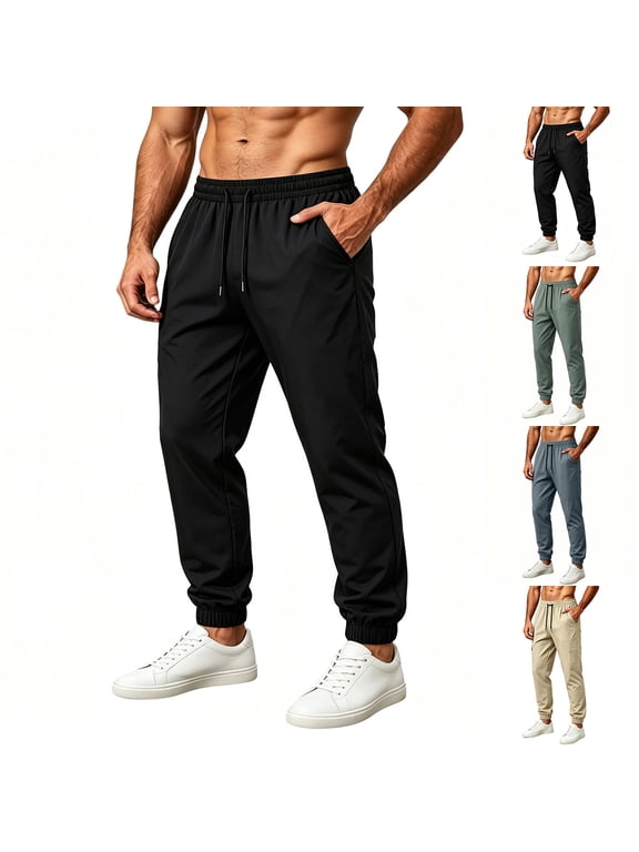 Quick Dry Pants for Men Sport Athletic Pockets Pantalones Elastic Waist Joggers Big and Tall Mens Track Pants Casual