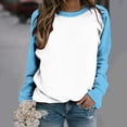 thumbnail image 1 of Vetsdori Raglan Sweatshirts for Women Long Sleeve Crew Neck Pullover Tops Winter,Sports Gifts Color Block Womens Sweatshirts Loose,Sky Blue,Size:XXL, 1 of 7
