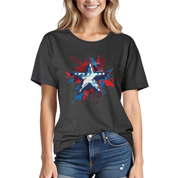 Vetsdori Red White and Blue T Shirts for Women Summer USA Years Anniversary Pullover Patriotic Graphic Fourth of July Crew Neck,Casual Short Sleeve Womens Shirts Fashion