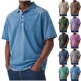 thumbnail image 1 of Vetsdori Short Sleeve Big and Tall Shirts for Men Summer Work Pullover Casual Polo Vintage Plain Mens T-Shirts Collar, 1 of 6