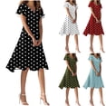 thumbnail image 1 of Vetsdori Short Sleeve Midi Dresses for Women Summer Polka Point Sundress A-Line,Beach Party Casual Lightweight Ladies Dress V-Neck, 1 of 7