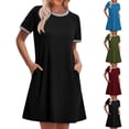 thumbnail image 1 of Vetsdori Short Sleeve Mini Dresses for Women Summer Party Sundress Casual Plain A-Line,Beach Mujer Ladies Dress Crew Neck, 1 of 9