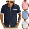 thumbnail image 1 of Vetsdori Short Sleeve Shirts for Men Fashion Outdoor Button up Summer Casual Pocket Collar Graphic Trendy Mens Tops, 1 of 7