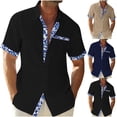 thumbnail image 1 of Vetsdori Short Sleeve Shirts for Men Polo Collar Dress Shirts Button down Pockets Work Casual Summer Outfits Gift for Men Mens T-Shirts Floral, 1 of 6