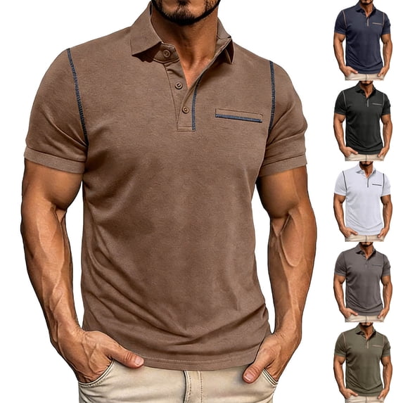 Vetsdori Short Sleeve Shirts for Men Polo Pullover Summer Work Summer Pockets Casual Button up Ropa Para Hombre Mens T-Shirts Gift for Husband