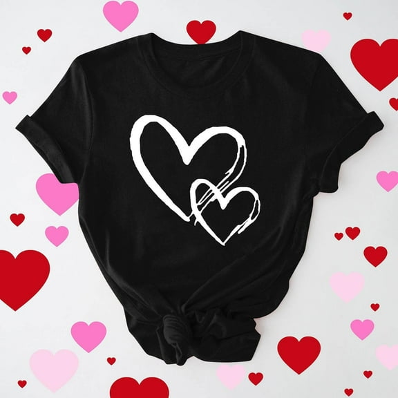 Vetsdori Short Sleeve Shirts for Women Summer Blouses Casual Valentine,Graphic Pullover Cute Crew Neck Ladies Tops Fashion