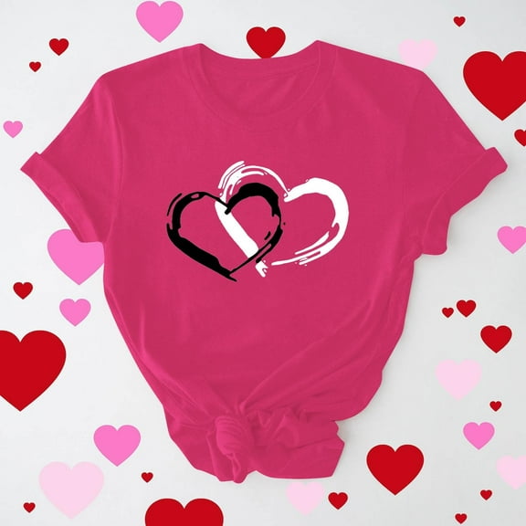 Vetsdori Short Sleeve T-Shirts for Women Graphic Valentine Blouses Plus Size Casual,Summer Crew Neck Pullover Ladies Tops Fashion