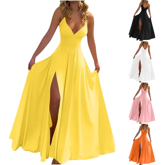 Vetsdori Sleeveless Maxi Dresses for Women Plain Sundress Slip Dress Pink Holiday Summer,Tank Mujer Womens Dresses