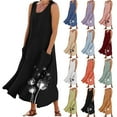 thumbnail image 1 of Vetsdori Sleeveless Maxi Dresses for Women Sundress Floral Print Slip Dress Summer Plus Size Holiday,Tank Crew Neck Womens Dresses Pockets, 1 of 6