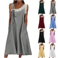 thumbnail image 1 of Vetsdori Sleeveless Midi Dresses for Women Cotton Linen Sundress Lightweight Slip Dress Floral ,Lace Trendy Ladies Dress, 1 of 8