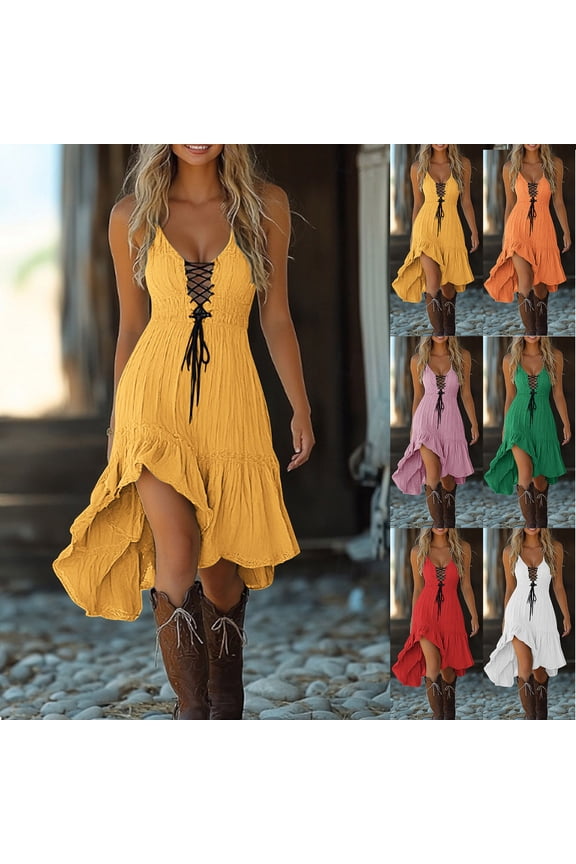 Sleeveless Midi Dresses for Women Holiday Summer Slip Dress Solid Color Bodycon,Tank V-Neck Lightweight Ladies Dress