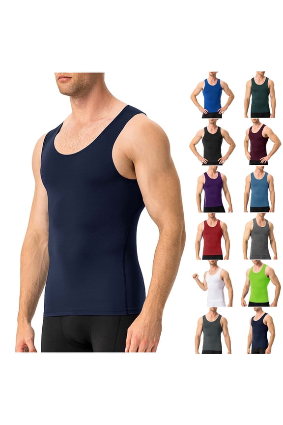 Sleeveless T Shirts for Men Muscle Workout Tank Tops Summer Undershirts Sport,Slim Fit Outdoor Mens Shirts Crew Neck,L