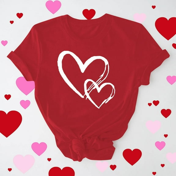 Vetsdori Summer Shirts for Women Graphic Valentine Blouses Holiday Cute Plus Size,Short Sleeve Pullover Ladies Tops Fashion