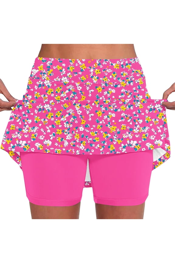 Summer Skorts for Women Tennis Shorts Floral Print Yoga,Workout Womens Skirts Running