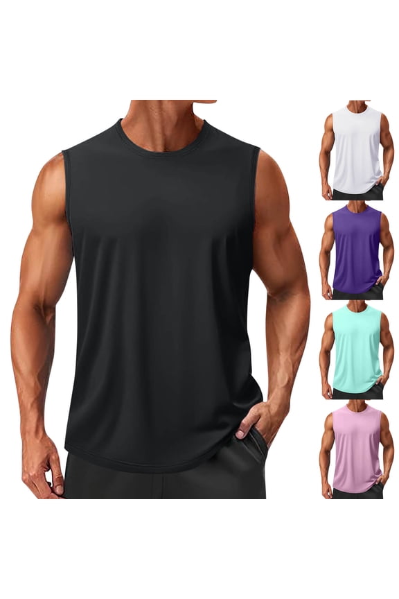 Summer Tank Tops for Men Sleeveless Mesh fabric Athletic T Shirts Dry Fit Plain,Casual Muscle Breathable Undershirts Outdoor Mens Tanks Big and Tall,2XL