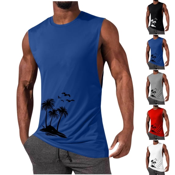 Vetsdori Summer Tank Tops for Men 100% Cotton Workout T Shirts Muscle Casual,Sleeveless Solid Color Undershirts Outdoor Mens Tanks Slim Fit,XXXXL