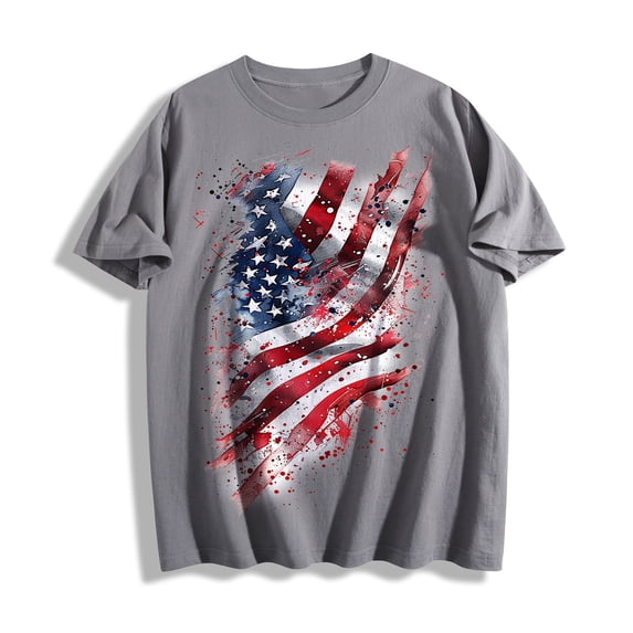 Vetsdori Summer Tshirts for Men Short Sleeve Fourth of July Pullover Red White and Blue American Flag Independence Day Patriotic,Outdoor Mens Tops Crew Neck