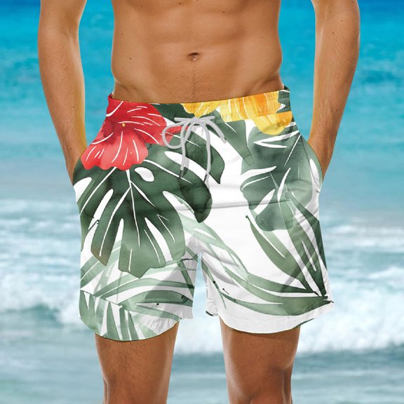Vetsdori Swimming Trunks for Men Pockets Board Shorts Swimwear Big and Tall Casual Summer Elastic Waist,Ropa Hawaiian Mens Swim Shorts Drawstring,L