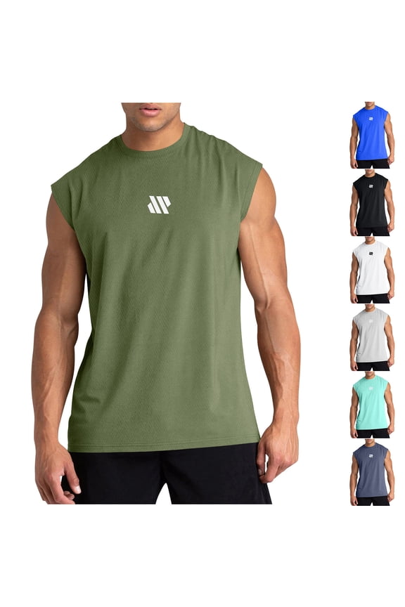 T Shirts for Men Summer Athletic Tank Tops Muscle Sleeveless,Running Sport Undershirts Slim Fit Mens Shirts Plain,L