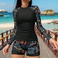 thumbnail image 1 of Vetsdori Tankini Swim Suits for Women Two Piece Summer Bathing Suits Holiday Modest,Long Sleeved Tops and Bottoms Floral Print Womens Swimwear Outfits, 1 of 7