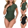 thumbnail image 1 of Vetsdori Tankini Swim Suits for Women Two Piece Summer Bathing Suits Modest Slim Tummy Control Trajes De Bano Mujer,Long Sleeved Tops and Bottoms Ladies Swimwear Solid Color, 1 of 9